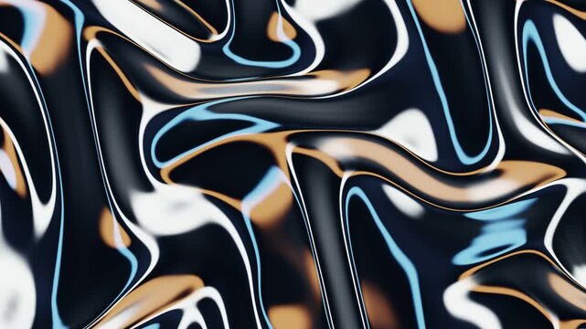 Glossy Black Liquid Metal with Gold White and Blue Reflections