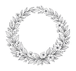 Obraz premium PNG Elegant floral wreath illustration.