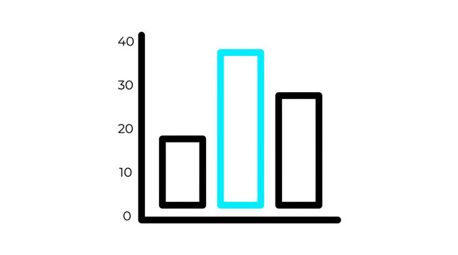 Minimalist bar chart with one highlighted column, symbolizing business data analysis, growth, statistics, and financial trends infographic