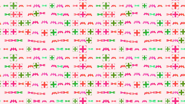 Geometric pattern with crosses and zig-zag shapes