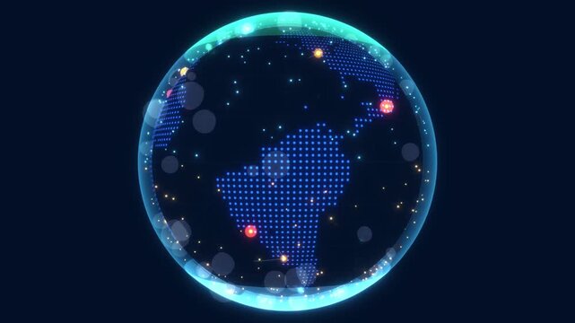 Abstract digital globe concept with glowing dots and futuristic technology background