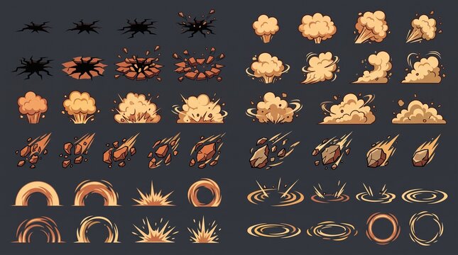 Explosion fire magic spell effects animation sequence for fantasy