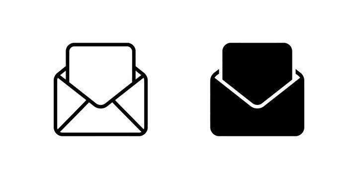 Open envelope icon with paper card for mail communication.