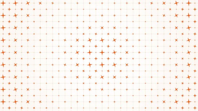 Abstract geometric grid background with pulsing orange starburst crosses expanding in a radial wave pattern. Seamless motion loop ideal for modern architecture and engineering videos.