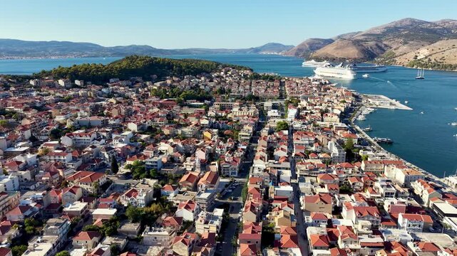 aerial high pullout over argostoli greece