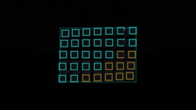 Abstract Kinetic Architectural Facade with Cyber Neon Seams Seamles...