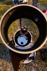 Amateur astronomy telescope during sunset preparing for night observations of stars, Milky Way, Moon and Planets. © astrosystem