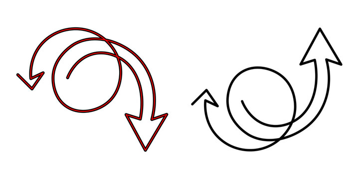 Up and Down Looping Arrow Continuous Line Art Vector Set for Business Growth and Decline
