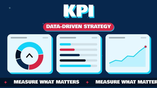 KPI dashboard analytics donut chart data driven animated background loop
