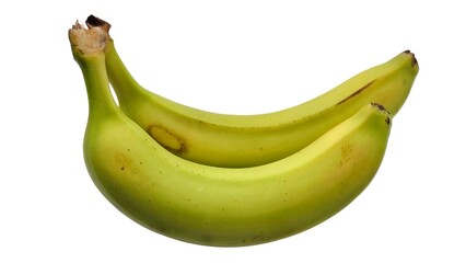 Photo of two fresh, unripe green bananas isolated on white background, rich in type-2 resistant starch and dietary fiber, ideal for healthy eating, gut health, and low-glycemic nutrition. © Antonios