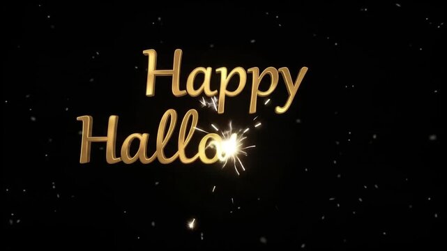 Happy Halloween text animation in luxury gold color. Suitable for the world's halloween Celebration.