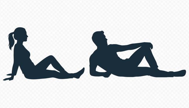 Male and Female Leisure Pose Vector Illustration