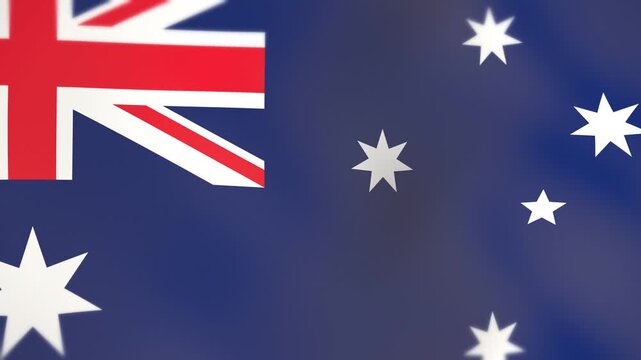 Close-up of the waving flag of Australia, blue with the Union Jack and Southern Cross filling the whole frame with soft folds, seamless loop animation