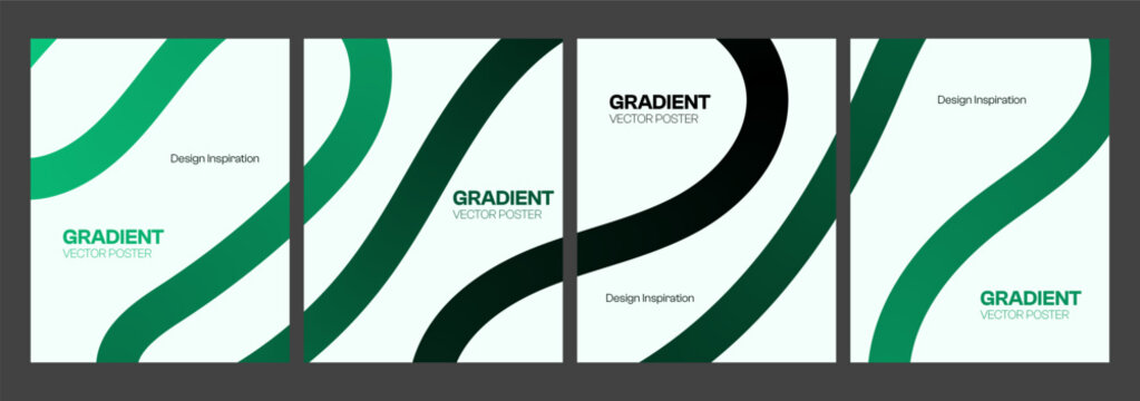 Modern Green Gradient Wave Poster Template with Abstract Flowing Curves and Minimal Creative Vector Layout