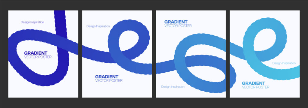 Modern Blue Gradient Loop Poster Template with Abstract Flowing Ribbon Shapes and Minimal Creative Vector Layout