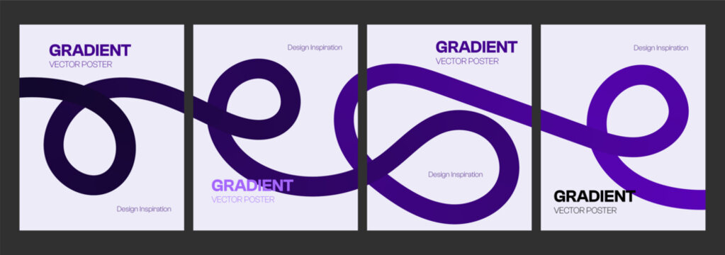 Modern Purple Gradient Loop Poster Template with Abstract Flowing Ribbon Curves and Minimal Creative Vector Composition