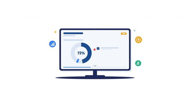 Computer screens displaying various business data dashboard analytics