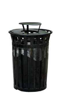 old green metal trash can Isolated on transparent background&nbsp;