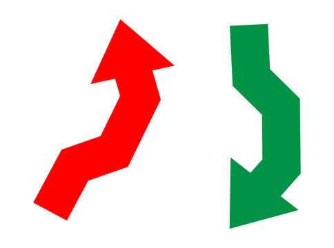 Business Trend Icon with Rising and Falling Arrows, Financial Chart Symbol for Market Analysis, Data Visualization, and Growth Tracking on Transparent Background
