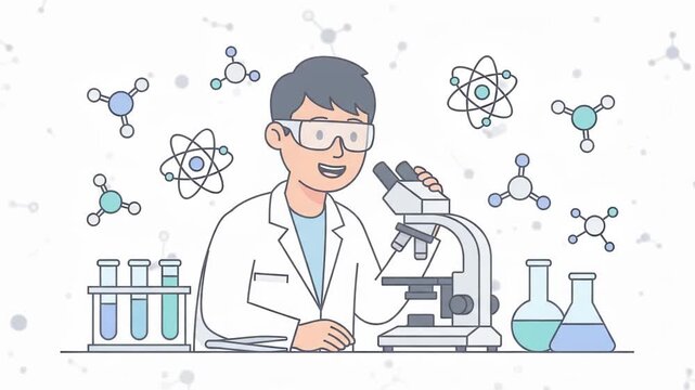 Colorful test tubes with chemical liquids in a laboratory setting illustration.