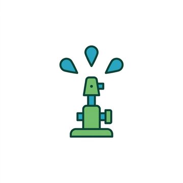 Smart Irrigation Water Sprinkler Vector Icon.