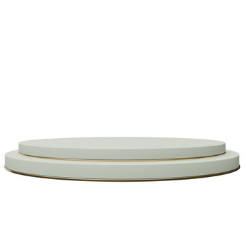 A simple white circular display platform on a white background, ideal for showcasing products or objects.