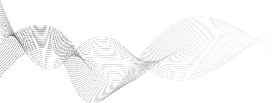 abstract gray flowing wave line mesh with elegant curves on white background