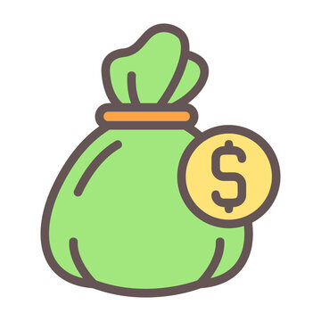 Bag with Money Vector Icon Design