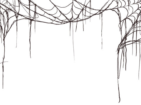 Dark creepy Halloween spiderweb veil border