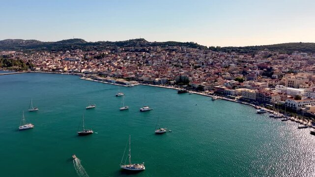 aerial high pullout from argostoli greece