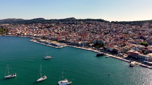 aerial high pullout from argostoli greece