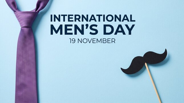 International men's day graphic with tie and mustache