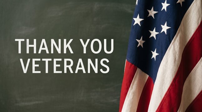 Thank you veterans with american flag background