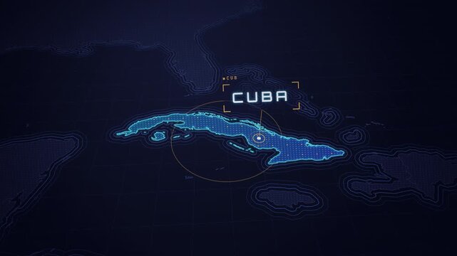 Digital Map Interface Highlighting Cuba as a Travel Destination and Geographical Location.