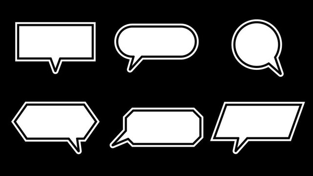 Empty Speech Bubbles in 6 Basic Shapes, Grid Then Each Shown Large