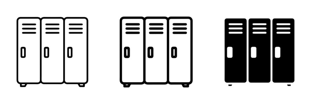 Lockers set with doors and vents, school or gym storage for logo
