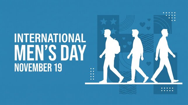 International men's day illustration with walking silhouettes november 19