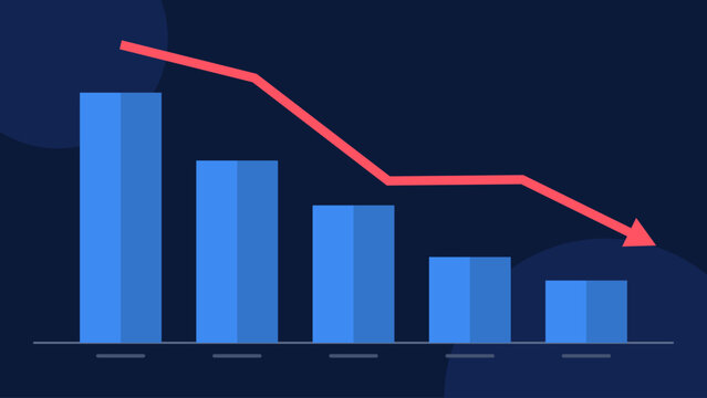 Business decline graph showing financial downturn and negative trend