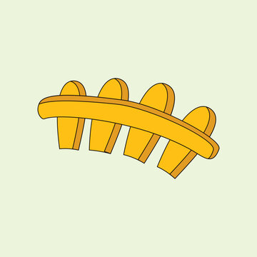 Minimalist cartoon graphic illustration of a yellow wooden garden fence. Ideal decorative design element for farm, countryside, landscaping, and game app UI design.