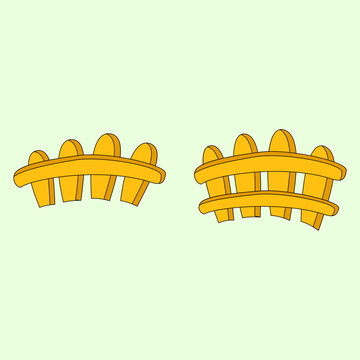 Minimalist cartoon graphic illustration of yellow wooden garden fences. Ideal decorative design element for farm, countryside, landscaping, and game app UI design.