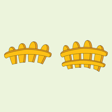 Minimalist cartoon graphic illustration of yellow wooden garden fences. Ideal decorative design element for farm, countryside, landscaping, and game app UI design.