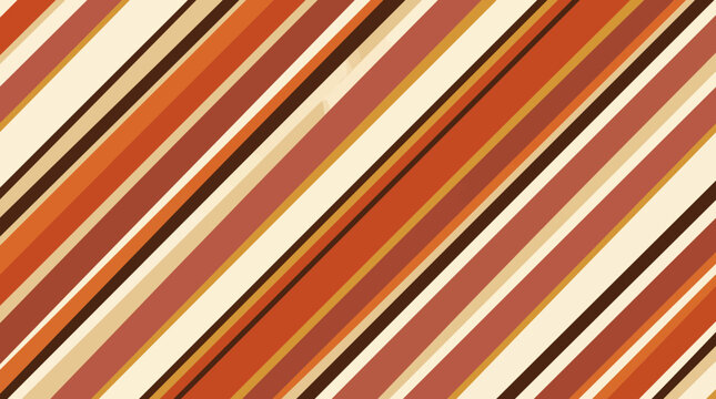Autumn Retro diagonal stripe vector pattern, vintage warm brown orange seamless background, 70s abstract geometric line texture Editable Eps