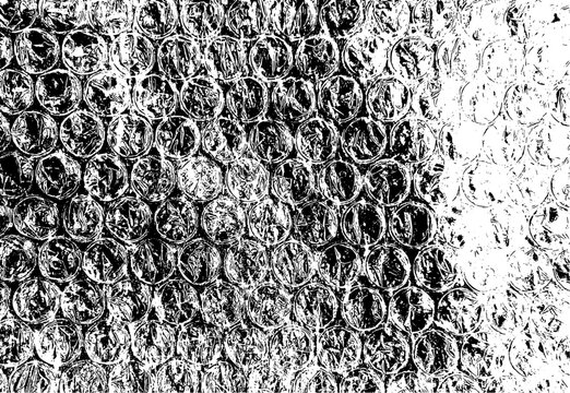 bubble wrap packing texture, distressed vector overlay. Grunge plastic packaging pattern