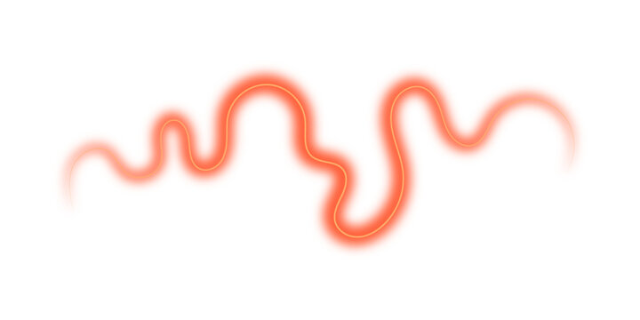 Abstract glowing coral red neon wave line on a clean white background, soft blurred organic curves with luminous edges, minimalist fluid light design for modern digital art and creative graphic projec