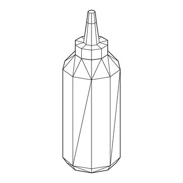 Low poly squeeze bottle outline illustration, geometric condiment container vector graphic for kitchen or food branding