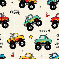 Monster Truck Seamless Pattern Background © atap