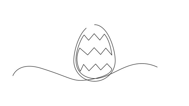 Animated Easter Egg Drawing in Continuous Line Art Style, Looping Graphic Animation on White Background