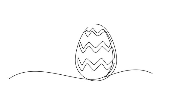 Animated Continuous Line Drawing of Decorative Easter Eggs