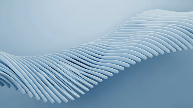 Wavy white linear structures arranged in parallel on a blue background