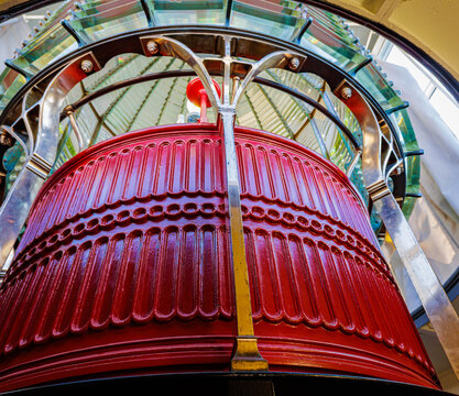 The Fresnel Lens inside The Historic Pt. Reyes Lighthouse Tower, Pt. Reyes National Seashore, California, USA
